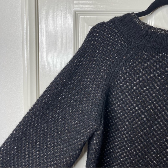 Veronica Beard Mirnie Metallic V-Neck Long Relaxed Oversized Sweater Black Large - Picture 7 of 15